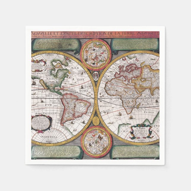 Servilleta De Papel Mapa antiguo antiguo inspirado (12) (Anverso)
