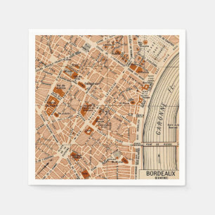 Servilleta De Papel Mapa antiguo de Burdeos Francia
