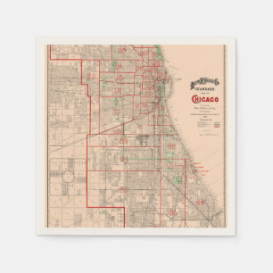 Servilleta De Papel Mapa antiguo de Chicago - 1893