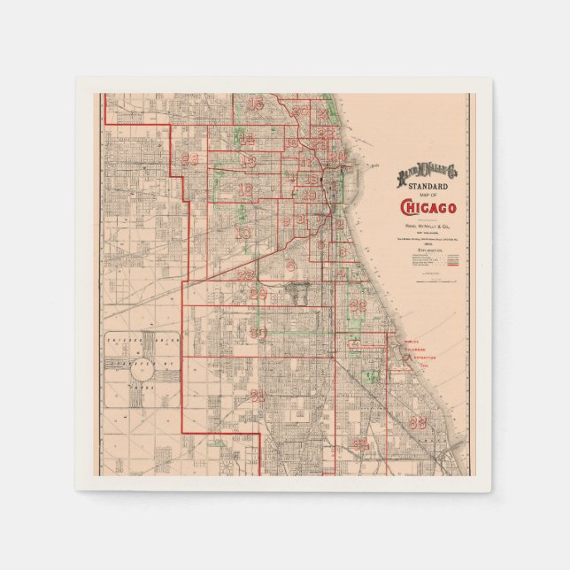 Servilleta De Papel Mapa antiguo de la época de Chicago - 1893 (Anverso)