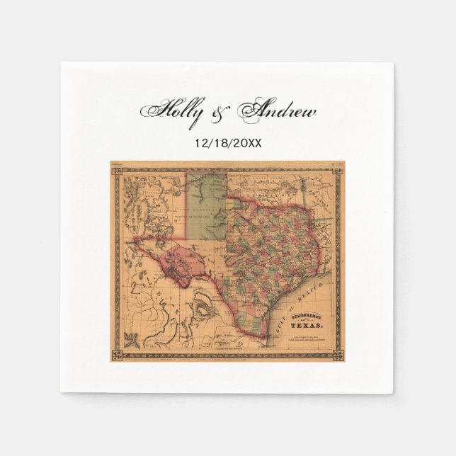 Servilleta De Papel * Mapa Antiguo de Texas #1 (Anverso)