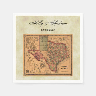 Servilleta De Papel * Mapa Antiguo de Texas #1, Fondo Deteriorado #3