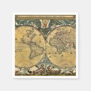 Servilleta De Papel Mapa Antiguo del Mundo - Joan Blaeu - Servilletas 