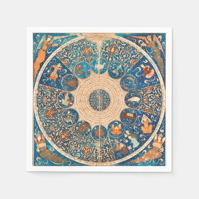Servilleta De Papel Mapa celestial de los Rótulos zodiacales (Anverso)