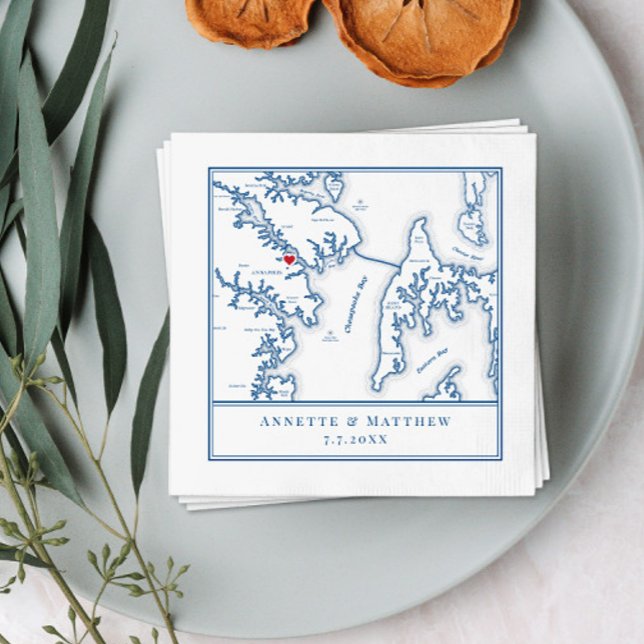 Servilleta De Papel Mapa de Annapolis Maryland Boda elegante (Subido por el creador)