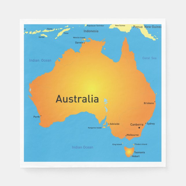 Servilleta De Papel Mapa De Australia (Anverso)