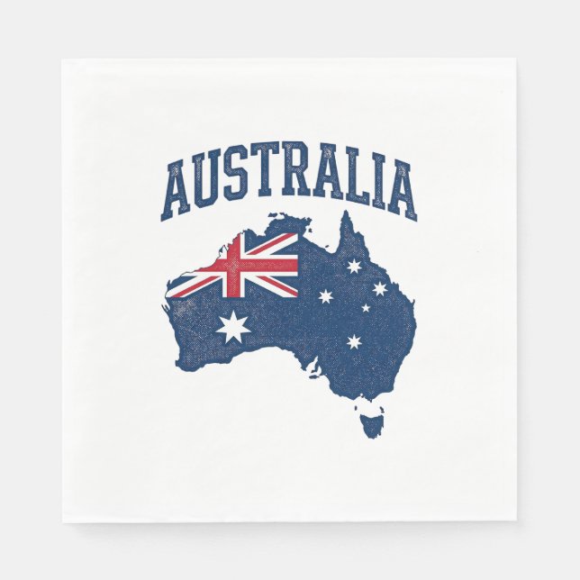 Servilleta De Papel Mapa de bandera de Australia Gráfico angustiado vi (Anverso)