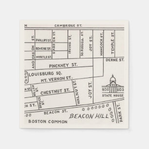 Servilleta De Papel Mapa de Beacon Hill de Boston