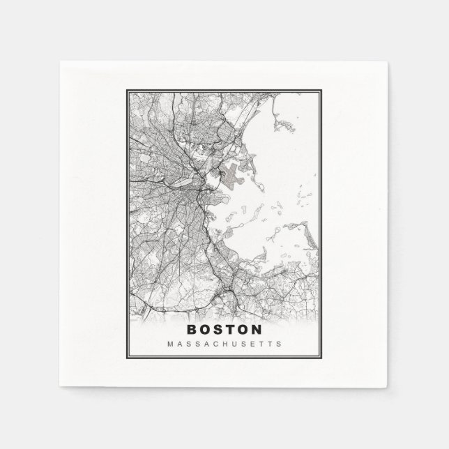 Servilleta De Papel Mapa de Boston (Anverso)