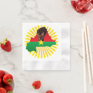 Servilleta De Papel Mapa de Burkina, bandera y puño de la revolución
