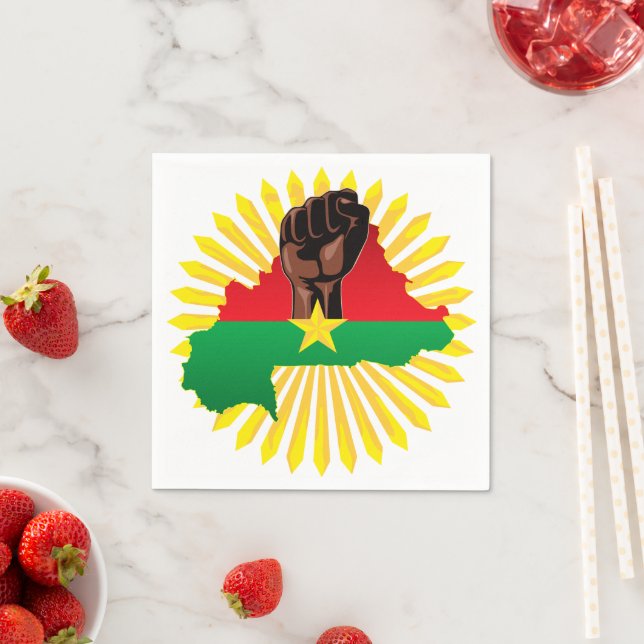 Servilleta De Papel Mapa de Burkina, bandera y puño de la revolución (In situ)