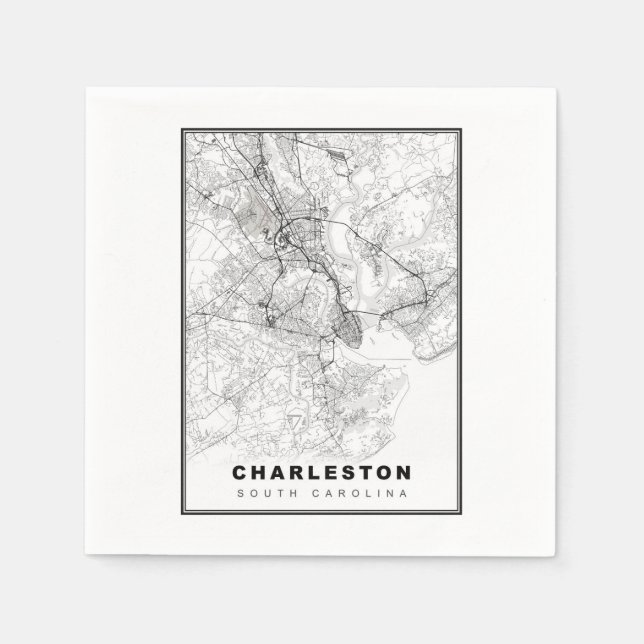 Servilleta De Papel Mapa de Charleston (Anverso)