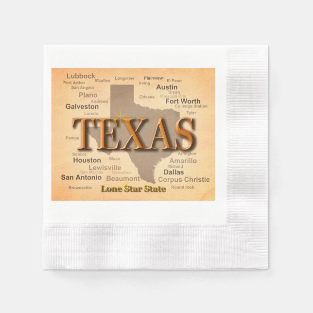 Servilleta De Papel Mapa de cosechas de Texas (Anverso)