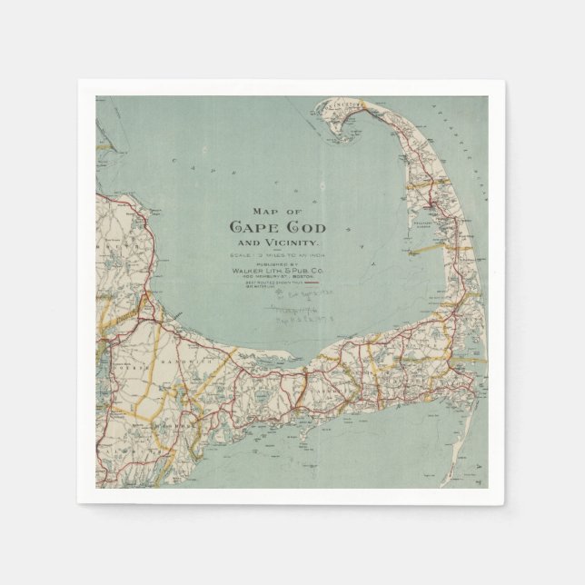 Servilleta De Papel Mapa de época de Cape Cod (1917) (Anverso)
