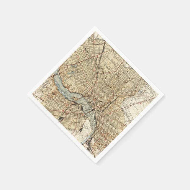 Servilleta De Papel Mapa de época de Richmond Virginia (1934) (Borde)