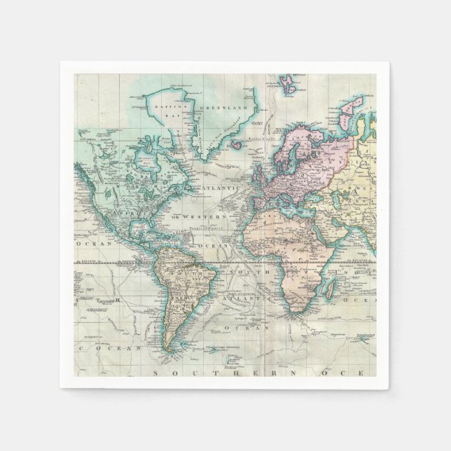 Servilleta De Papel Mapa de época del mundo (1801) (Anverso)