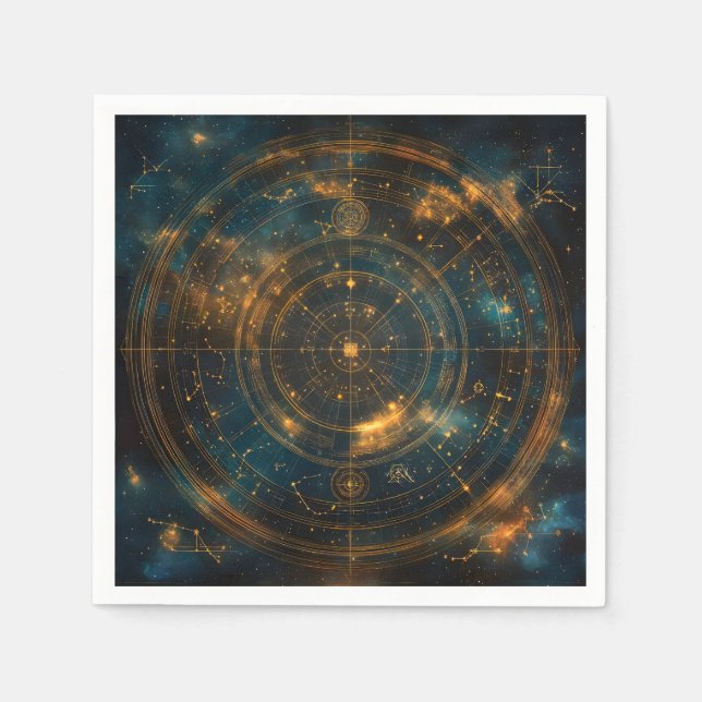 Servilleta De Papel Mapa de estrellas celestes de oro (Anverso)