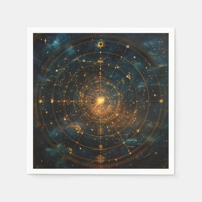 Servilleta De Papel Mapa de estrellas celestes doradas (3) (Anverso)