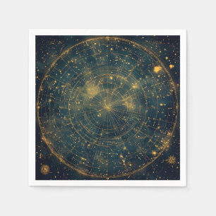 Servilleta De Papel Mapa de estrellas celestes doradas (4)