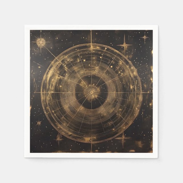 Servilleta De Papel Mapa de estrellas celestes doradas (5) (Anverso)