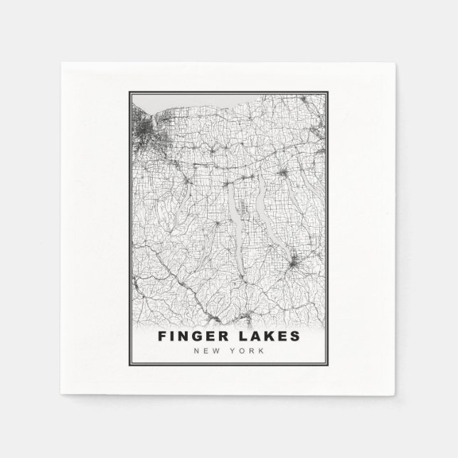 Servilleta De Papel Mapa de Finger Lakes (Anverso)