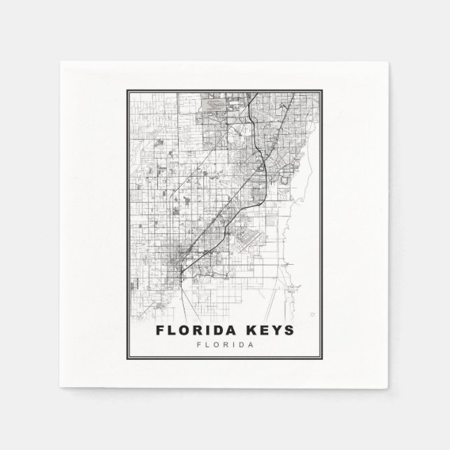 Servilleta De Papel Mapa de Florida Keys (Anverso)