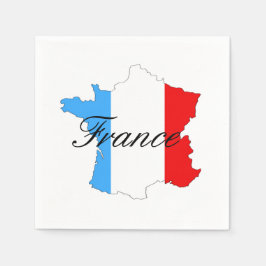 Servilleta De Papel Mapa de Francia con bandera francesa dentro del ma