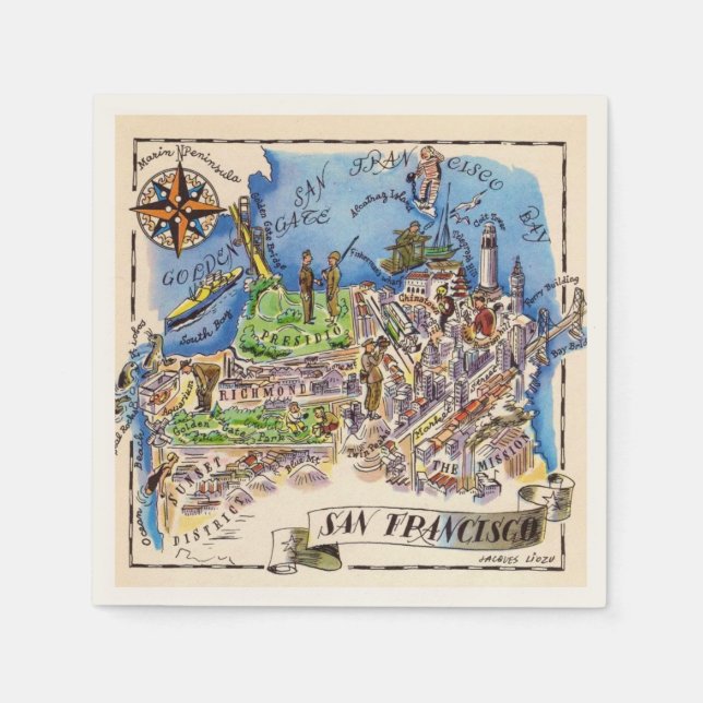 Servilleta De Papel Mapa de Liozu de San Francisco (Anverso)