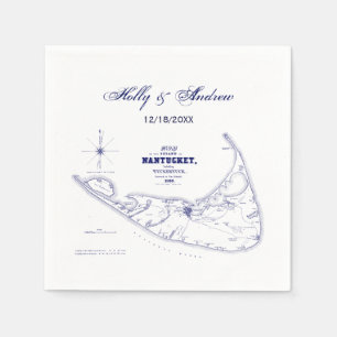 Servilleta De Papel Mapa de Long Island The Hamptons Azul Marino Boda