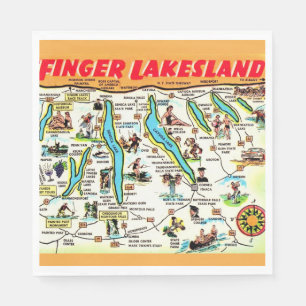 Servilleta De Papel Mapa de los Finger Lakes de Nueva York