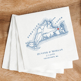 Servilleta De Papel Mapa de MAMÁES de Edgartown Boda azul elegante de 