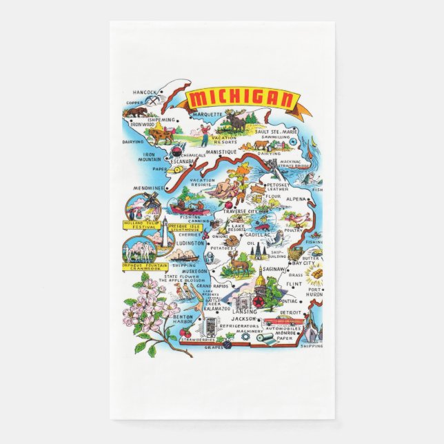 Servilleta De Papel Mapa de Michigan (Anverso)