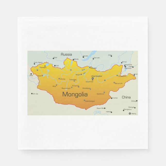 Servilleta De Papel Mapa de Mongolia (Anverso)