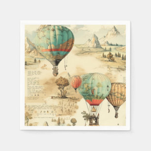 Servilleta De Papel Mapa de montaña de globo aerostático antiguo