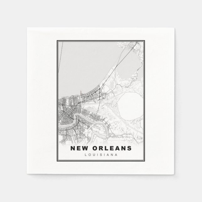 Servilleta De Papel Mapa de Nueva Orleans (Anverso)
