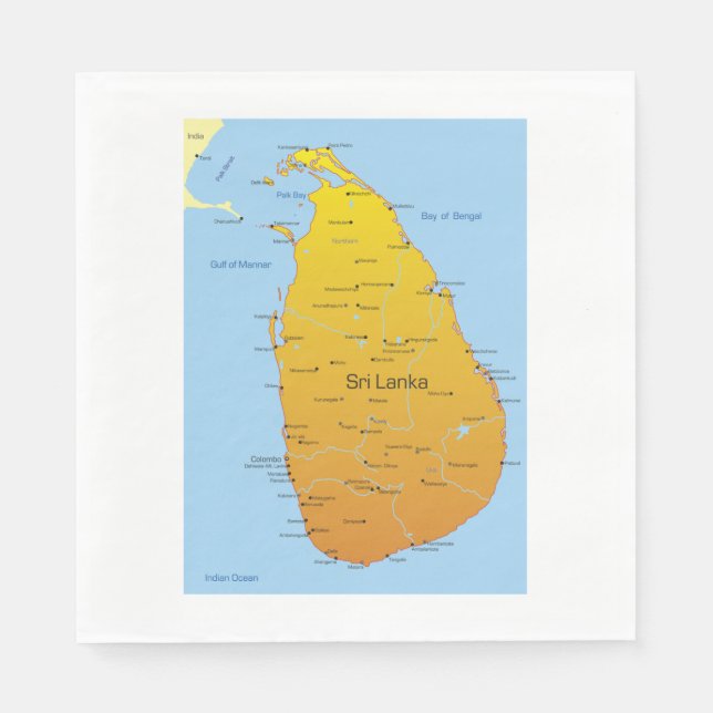 Servilleta De Papel Mapa de Sri Lanka (Anverso)