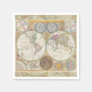 Servilleta De Papel Mapa de viaje mundial geografía antigua vintage