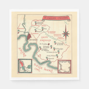 Servilleta De Papel Mapa de vino de St. Emilion Burdeos