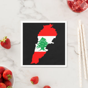 Servilleta De Papel Mapa del Líbano con bandera