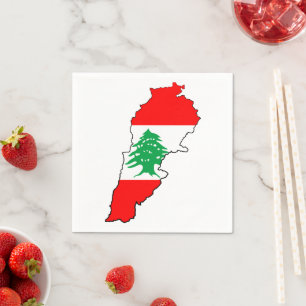 Servilleta De Papel Mapa del Líbano con bandera