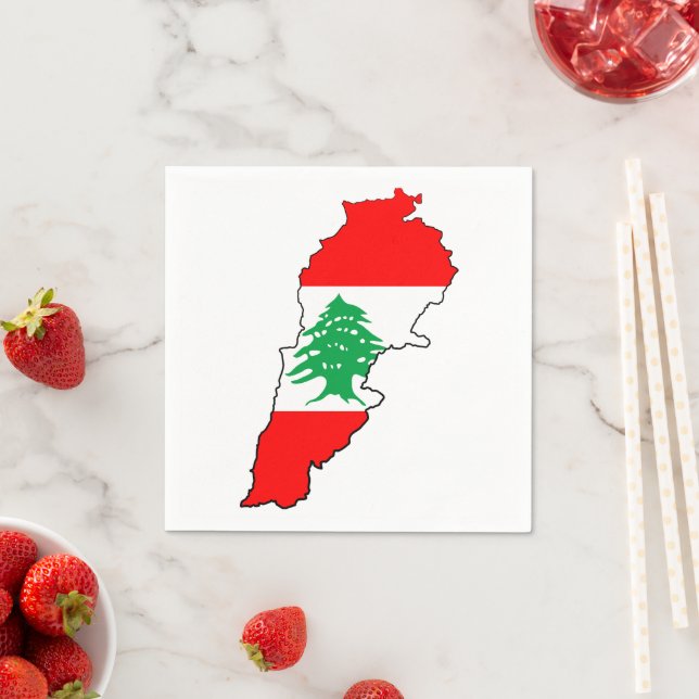 Servilleta De Papel Mapa del Líbano con bandera (In situ)