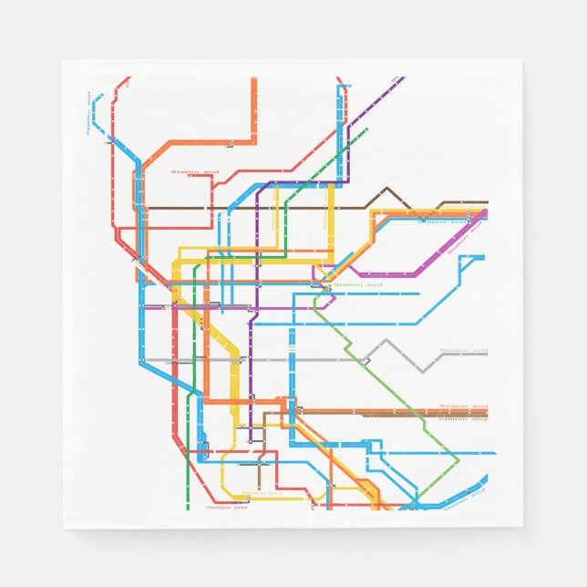 Servilleta De Papel Mapa del metro de la ciudad (Anverso)