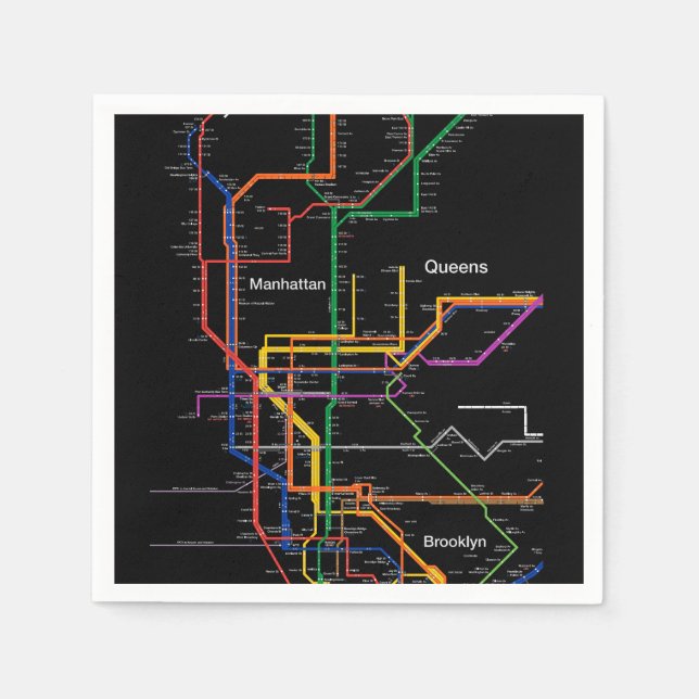 Servilleta De Papel Mapa del metro de NY-City (Anverso)