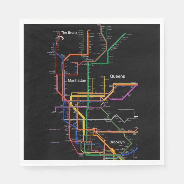 Servilleta De Papel Mapa del metro de NY-City (Anverso)