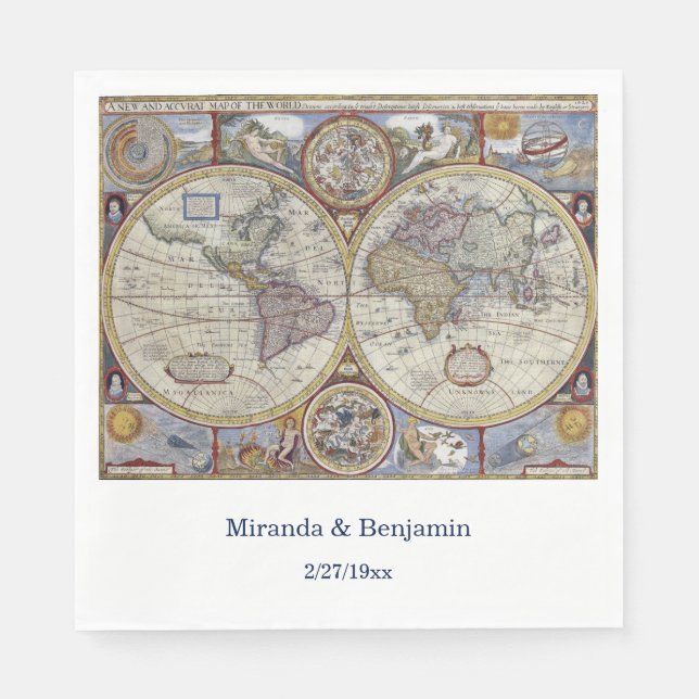 Servilleta De Papel Mapa del Mundo Antiguo #3 (Anverso)