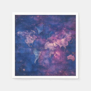 Servilleta De Papel Mapa del mundo de la vieja morada celestial (10)