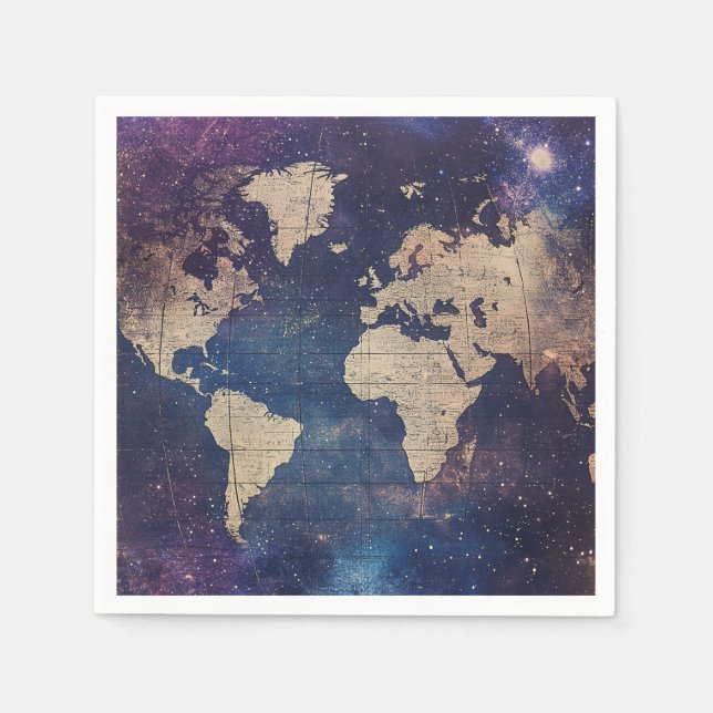 Servilleta De Papel Mapa del mundo de la vieja morada celestial (11) (Anverso)