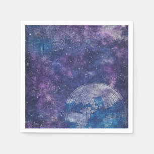 Servilleta De Papel Mapa del mundo de la vieja morada celestial (12)