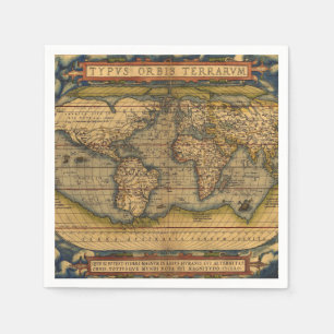 Servilleta De Papel Mapa del Mundo de Ortelius 1570: Cartografía Antig