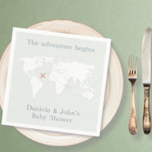 Mapa del mundo de viajes de aventura Baby Shower